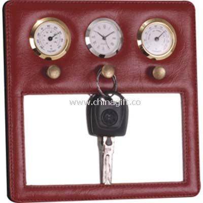 leather wall clock with mirror