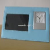 Learther Table Clock with Photo Frame