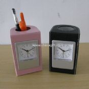Pen holder Leather Table Clock