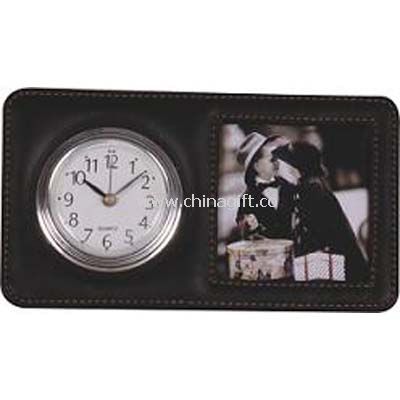 photo frame leather table clock