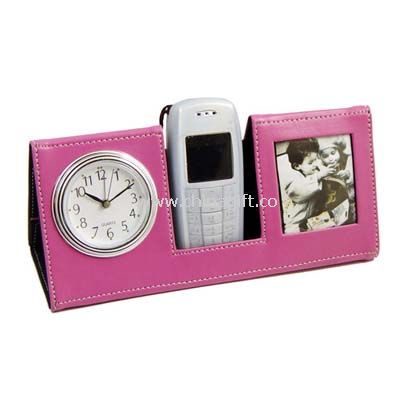 table clock with phone holder and photo frame