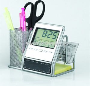 Clock with Mesh Pen Holder