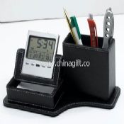 Clock with Leather Pen Holder