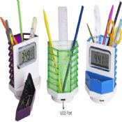 USB Hub pen holder with Clock