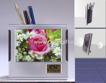 Photo Frame Pen Holder with Clock