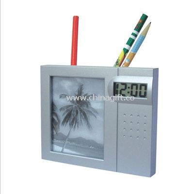 photo frame clock with pen holder