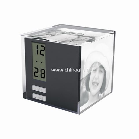 RECTANGULAR PHOTO FRAME WITH CLOCK