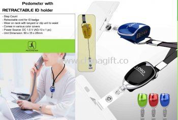 Pedometer with Retractable ID Holder