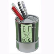 LCD clock with Mesh pen holder