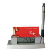 LCD clock with name card holder