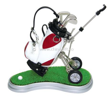 PU bag Golf Pen Holder with 3PCS metal golf ballpen