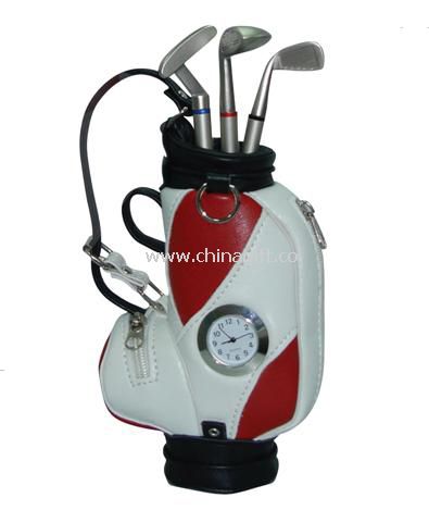 PU golf-bag style pen holder with watch