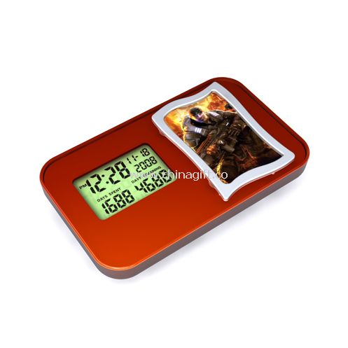 Slim LCD Clock with Photo Frame