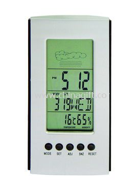Digital clock with mock weather station Indoors thermometer