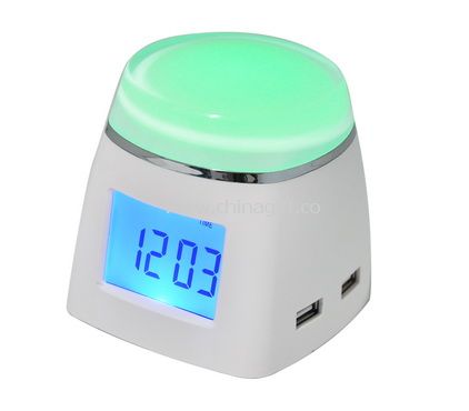 LED Desk clock with USB hub
