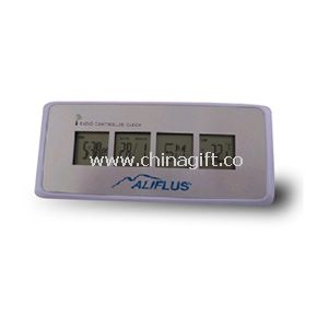 Radio controlled digital clock with calendar, alarm and temperature