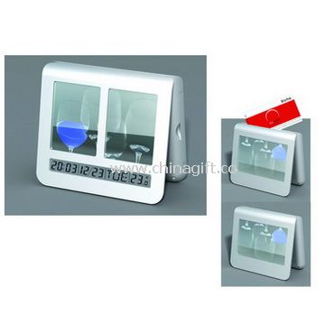 LCD clock with calendar photo frame & name card clip