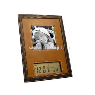 Leather Clock photo Frame