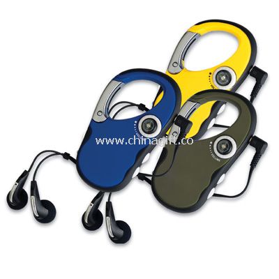 carabiner radio with FM radio with earphone and compass