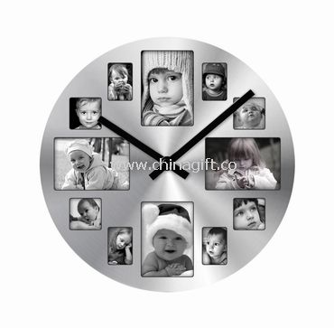 Aluminium wall clock with multi photo frame