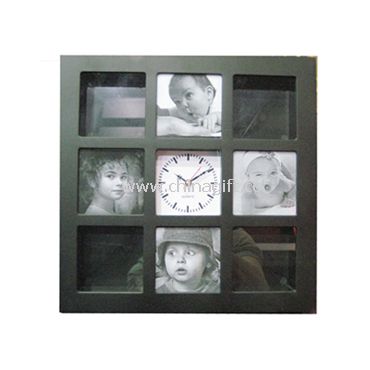 Wall clock with DIY photo frame decoration