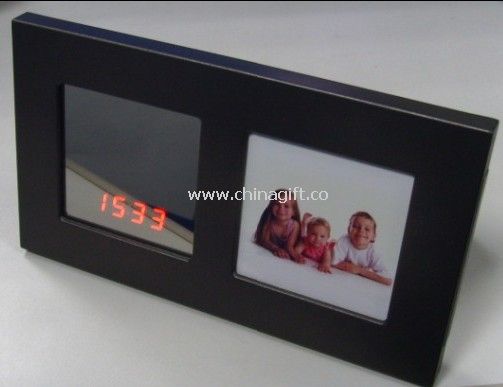 LED Mirror Clock with Photo Frame