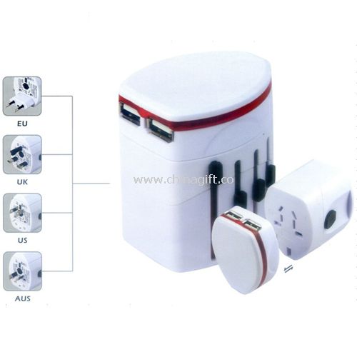 Multifunctional world adaptor with double USB hub