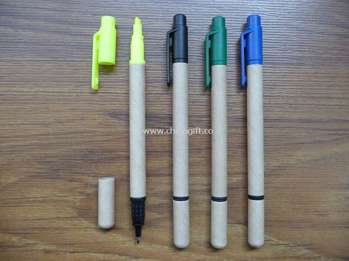 Recycle paper pen w hilighter