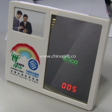 Mirror Alarm Clock with Logo Display