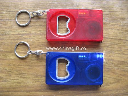 Bottle opener with 1 meter steel tape measure and LED light