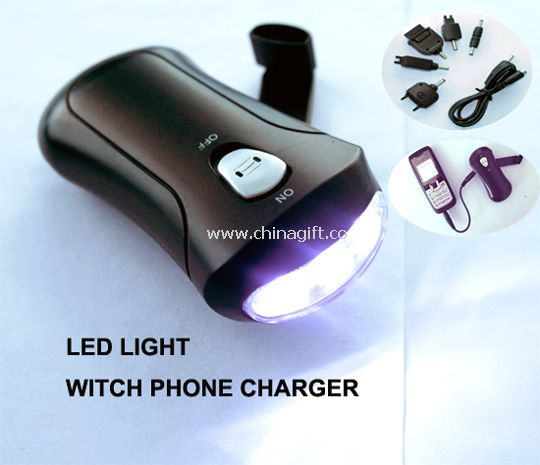 Crank LED Flashlight with Phone Charger
