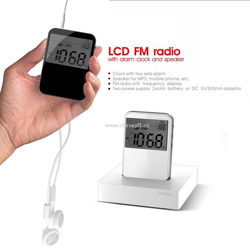 LCD FM Radio With Alarm Clock and Speaker