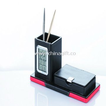 Leather penholder Notes & Clips Box