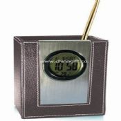 Leather Penholder with LCD clock