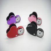 heart-shape leather travel alarm clock