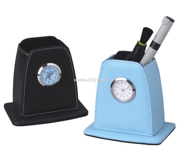 Pen holder Leather quartz clock