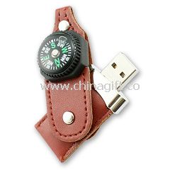 Leather USB Drive with compass
