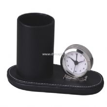 Leather quartz clock with penholder China