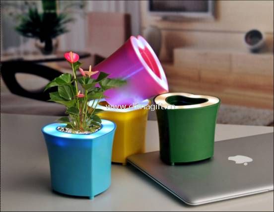 heart-shaped USB flowerpot speakers pen container