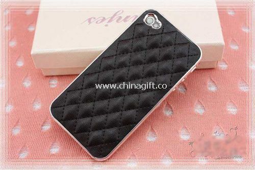 Fashionable lozenge grid PU case for iphone4