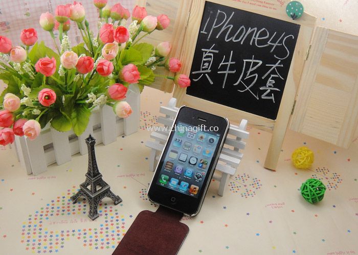 Leather flip skin case cover for iphone4/4S