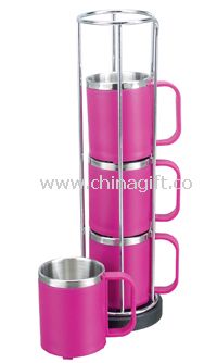 4pcs coffee cup sets with stainless steel standard