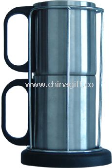 8oz stainless steel coffee mug with plastic D handle