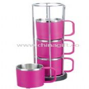 4pcs coffee cup sets with stainless steel standard