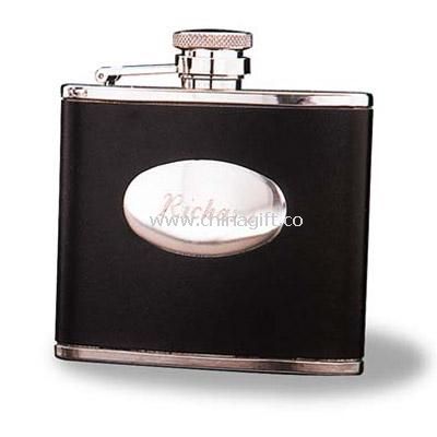 5oz stainless steel hip flask with leather covered outside