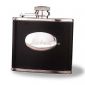 5oz stainless steel hip flask with leather covered outside small pictures