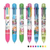 8 Color ball pen w/round rubber