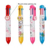 8 Color ball pen w/round rubber patching clip