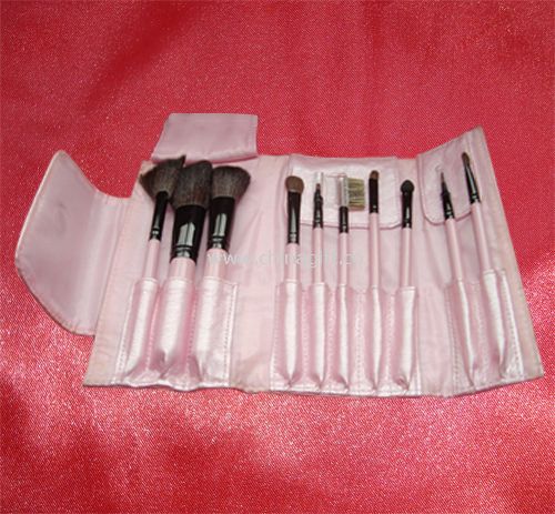 10pcs brushes in pink wrikled pouch