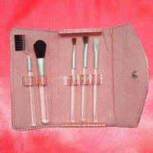 5pcs mini brushes in pink embossed pouch China